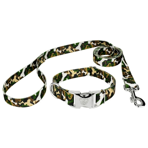 Country Brook Petz® Premium Woodland Bone Camo Dog Collar and Leash, Medium
