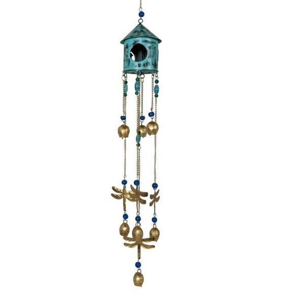Birdhouse Wind Chimes - Turquoise
