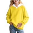 thumbnail image 2 of DJDLJWCJ Girls Solid Color Hoodie V-Neck Lightweight Pullover Stretch Soft Long Sleeve Hoodies Yellow Size 11, 2 of 9