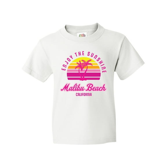 Inktastic Summer Enjoy the Sunshine Malibu Beach California in Pink Youth T-Shirt