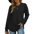 thumbnail image 4 of DondPO Womens Tunic Tops，Womens Sweatshirt Crewneck Long Sleeve Shirts High Low Tops Curved Hem Women Sweatshirts No Hood，Womens Fall Tops，Tops for Women Trendy Black L, 4 of 4
