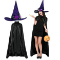 thumbnail image 2 of 2Pcs Women Witch Costume Set Full Length Cloak Lighted Lace Flower Hat Gothic Cosplay Outfit Set for Halloween, 2 of 5