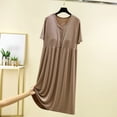 thumbnail image 2 of ZyeKqe Nightgowns for Women Built in Bra Nightdress Short Sleeve Loungewear Button V Neck Sleep Shirts Loose Comfy Sleepwear, 2 of 3