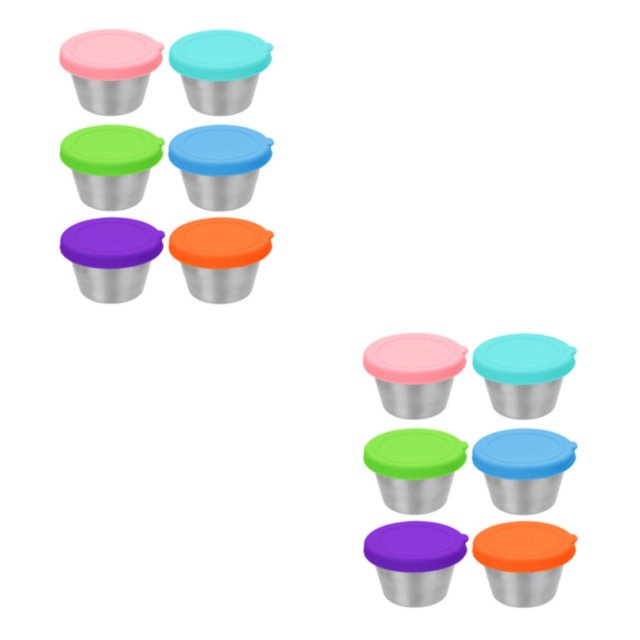 Billuyoard Taza de condimentos con tapas coloridas, salsas para aderezos para ensaladas, recipiente confiable para aderezos para ensaladas, varios Type4 NO4