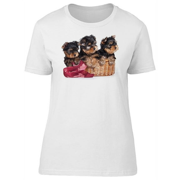 Cute Yorkie Terrier Puppies T-Shirt Women -Image by Shutterstock, Female x-Large