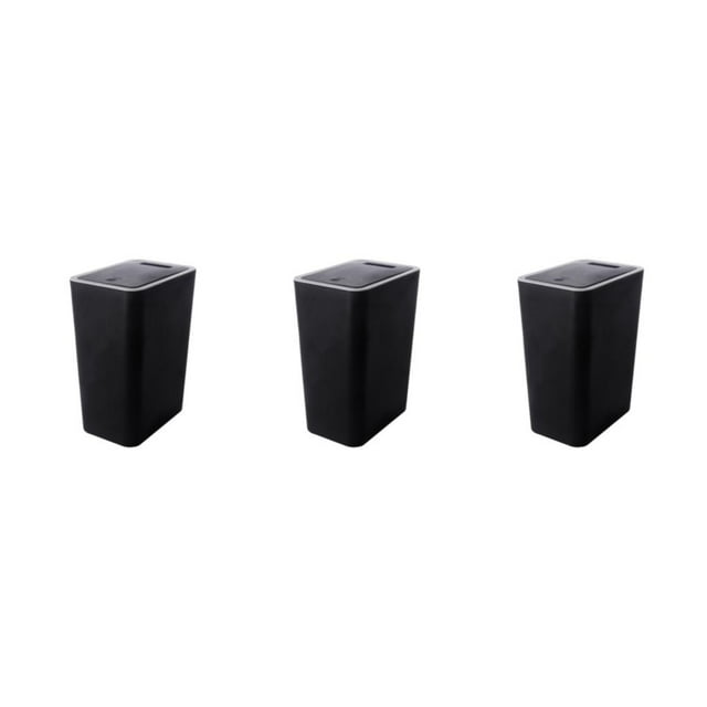 Maytalsory 1/2/3 Rectangular Trash Can - Neat Look Simple And Classic Less Space Bathroom Hide Garbage Bag Kitchen Black L 3PCS