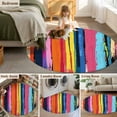 thumbnail image 6 of Round Rugs 3 Ft, Colorful Striped Non Slip Area Rugs for Kitchen Bedroom Entryway, Modern Rainbow Abstract Graffiti Art Washable Carpet Runner Rug Floor Mats for Bedroom Home Decor, 6 of 9