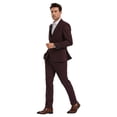 thumbnail image 2 of Tazzio Skinny Fit Peak Lapel 3 Piece Textured Suit Set with Double Breasted Vest, 2 of 4