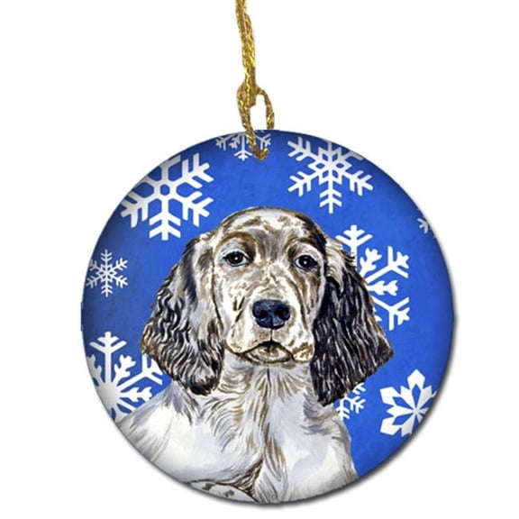 English Setter Winter Snowflake Holiday Ceramic Ornament