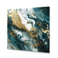 thumbnail image 2 of Designart "Serene Cascade Blue Gold Harmony" Abstract Metal Art Living Room, 2 of 5