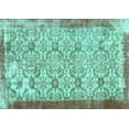 thumbnail image 1 of Ahgly Company Machine Washable Indoor Rectangle Abstract Turquoise Blue Contemporary Area Rugs, 3' x 5', 1 of 4