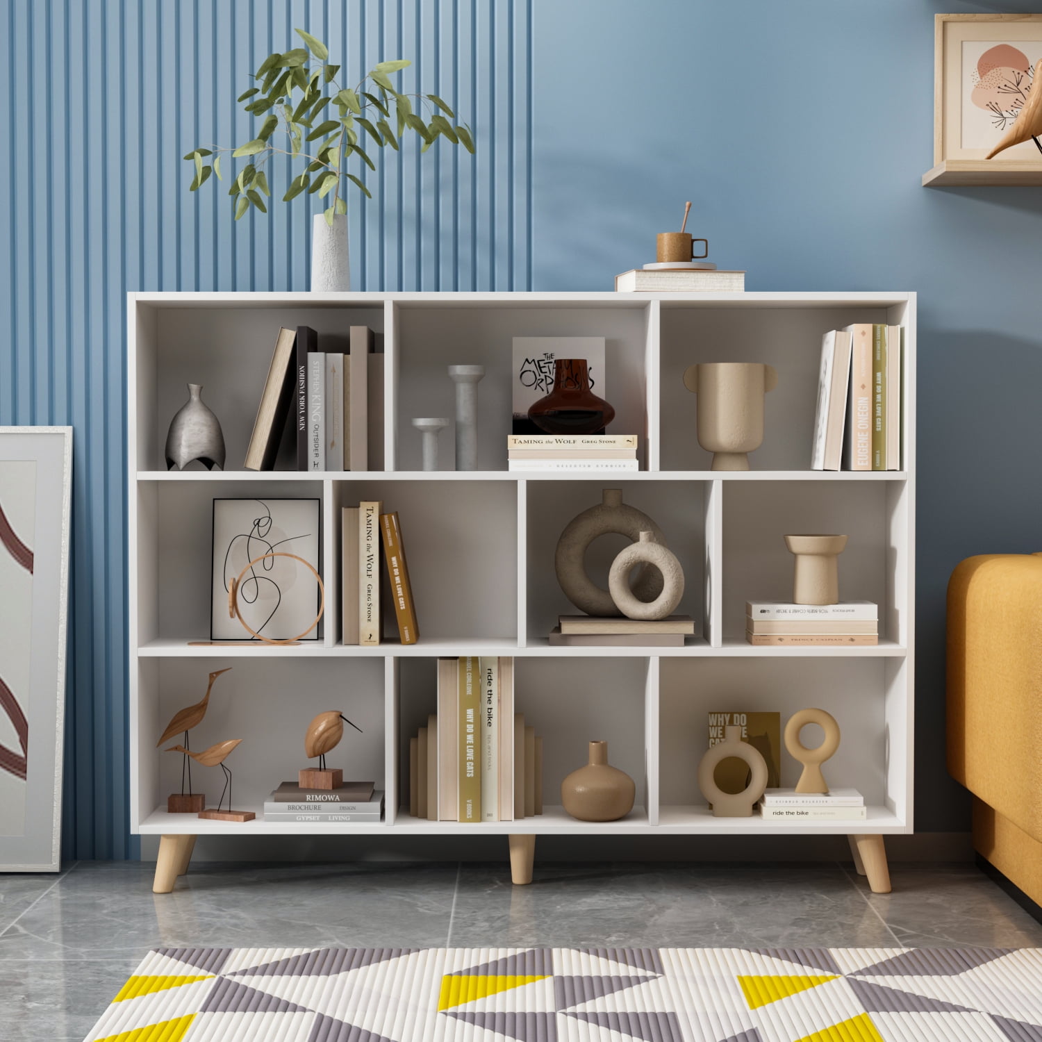 AIEGLE Bookcase with 10 Cubes Storage Organizer 3Tier Storage Shelves