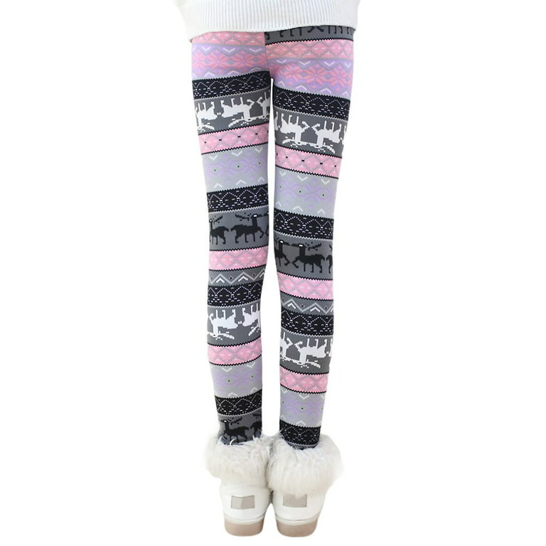 Gyratedream Kids Girls Winter Warm Fleece Leggings Printed Thicken Tight  Trouser,Flower,11-12 Years 