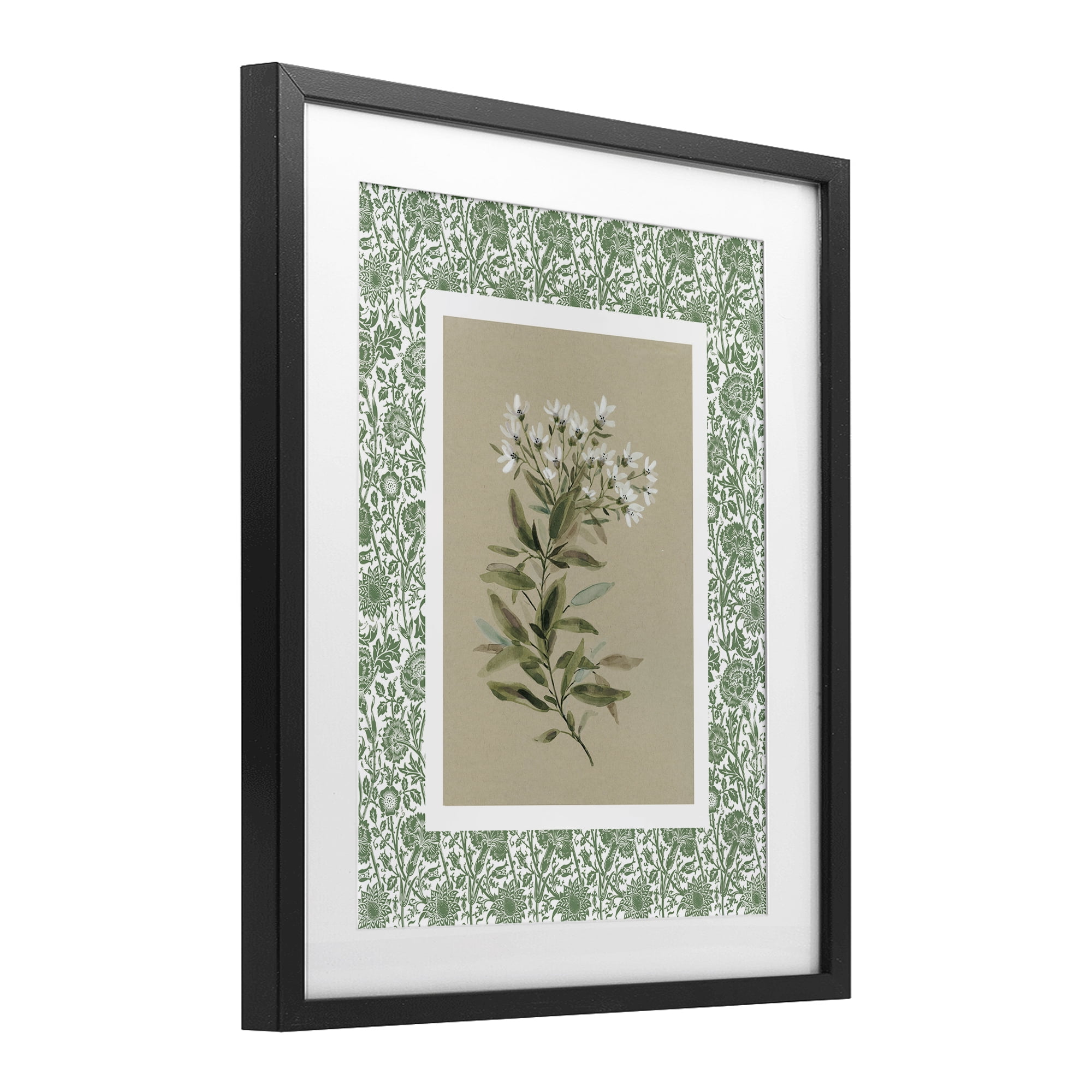 Stupell Industries Green Botanical Pattern Black Framed Print Under Glass, design by Carol Robinson