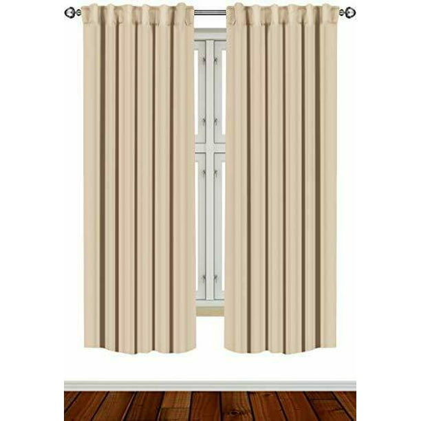2 Panels Blackout Curtain 52x63 Inch Room Darkening Curtains Loops Biscotti Beige Com 2 Panels Blackout Curtain 52x63 Inch, Curtains With Loops