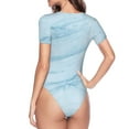 thumbnail image 4 of Easygdp Blue Marble Women'S Waist-Cinching Short-Sleeved Onesie, Olastic Onesiet,Snaps At Bottom,Easy To Put On And Take Off - Large, 4 of 9