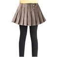 thumbnail image 2 of NAISIBABY Girls Culottes Leggings, Checked Prints High Waist A-line School Uniform Pleated Skirt Coffee 14T, 2 of 4
