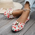 thumbnail image 3 of Women's Cherry Print Ruched Ballet Flat Shoes Low Top Pointed Toe Metal Decora Slip On Casual Walking Dressy Loafers, 3 of 7
