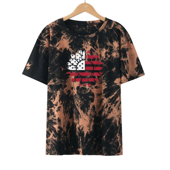 Lilgiuy Women's Loose Tops Fashion Printed Blouse Round Neck Short Sleeve T-shirt