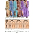 thumbnail image 2 of Uhndy Women's Loose A Line Mini Dress Boho Style Floral Print V Neck 3/4 Sleeve Summer Swing Dresses for Ladies, 2 of 2