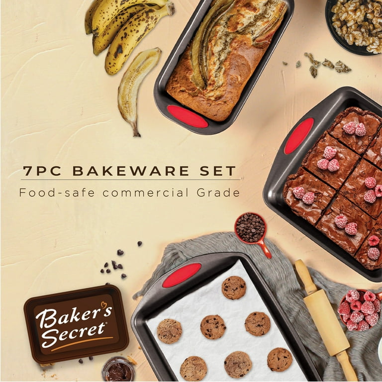 Baker's Secret Stackable Baking Set of 5 Bakeware Pans, Bakeware Set, Baking  Pan Set Includes Muffin Pan, Roaster Pan, Square Pan, Cookie Sheet, Loaf  Pan, Baking Supplies - Essentials Collection