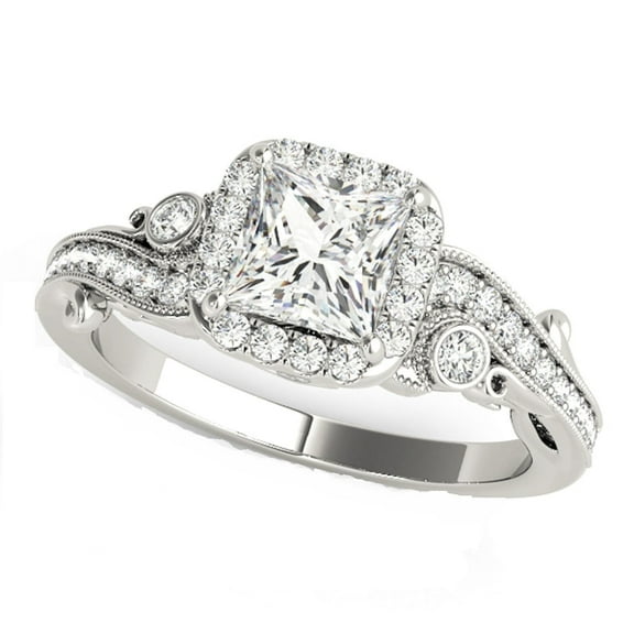 Mauli Jewels Engagement Rings for Women 1/2 Carat Princess Cut Diamond Engagement ring 4 prong 14K Solid Rose, White & Yellow Gold