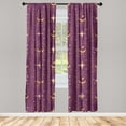 thumbnail image 3 of Ambesonne Bohemian Curtains, Moon Star Circle Celestial, Pair of 28"x95", Dark Magenta and Apricot, 3 of 5