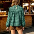 thumbnail image 5 of vigerkar Women's Puff Long Sleeve Flowy Gingham Tops | Neck Blouses,Going Out Tops,Bussiness Casual,Dressy,Plaid Shirts,2026 tops (Green, XL), 5 of 5