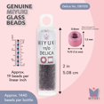 thumbnail image 3 of Miyuki Delica Seed Beads – Size 11/0 (1.6 mm), DB1105, Transparent Light Amethyst, 7.2 g, Approx. 1440 Beads, 3 of 7