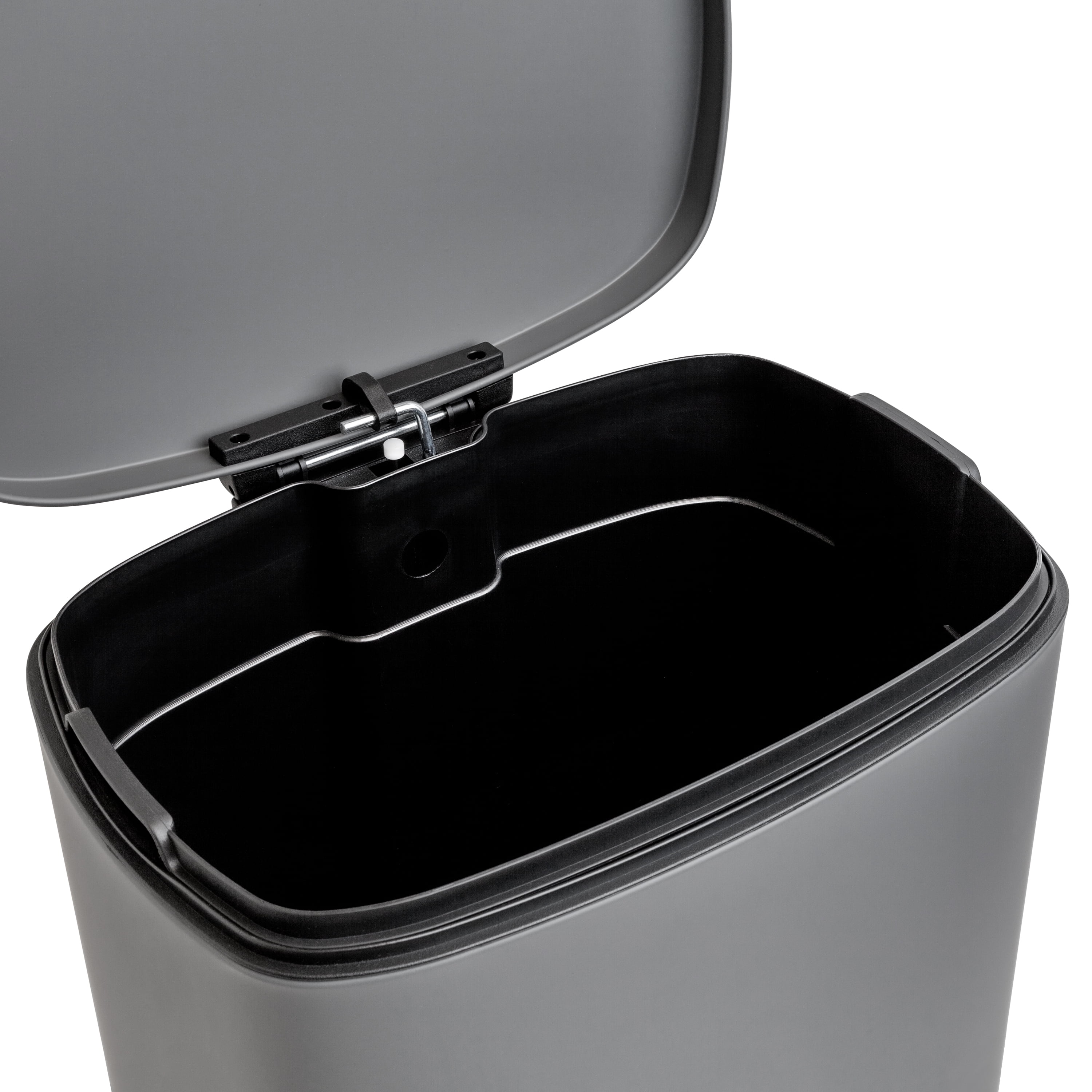 (2 pack) Qualiazero Kitchen Bathroom Trash Can Combo, 13.2 Gallon and 3.2 Gallon Stainless Steel Step Garbage Bin with Soft Close Lid, Matte Gray