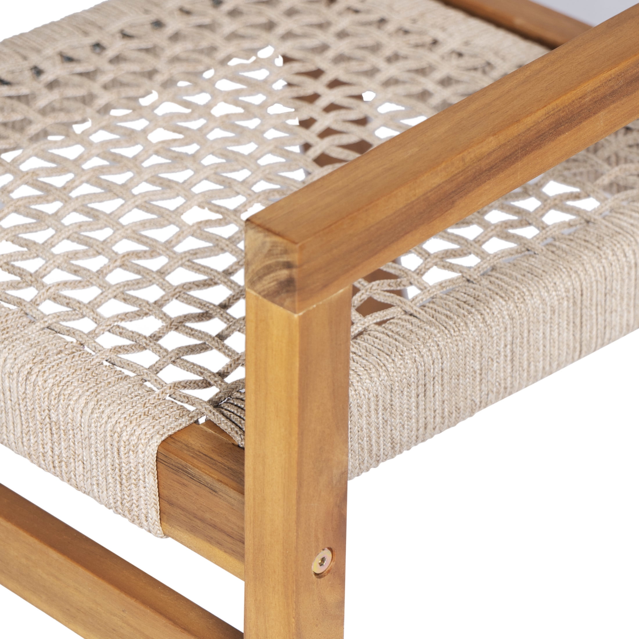 Christopher Knight Home 7-Piece Patio Dining Set, Acacia Wood Table and Rope Woven Chairs, Teak