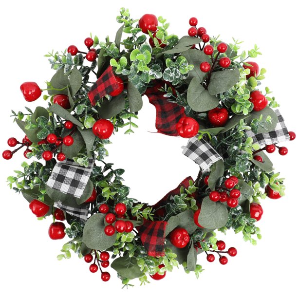 Corona de Navidad artificial YONGSHENG con adornos de bolas para puerta de entrada y jardín