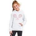 thumbnail image 2 of Wxolcjlv Toddler Kids Girls Hooded Sweatshirt Tennis Screen Printed Long Sleeve Pullover Hoodie Winter Wram Loose Fit Comfy Everyday Wear Outerwear Hoody Sweatshirts, 2 of 3