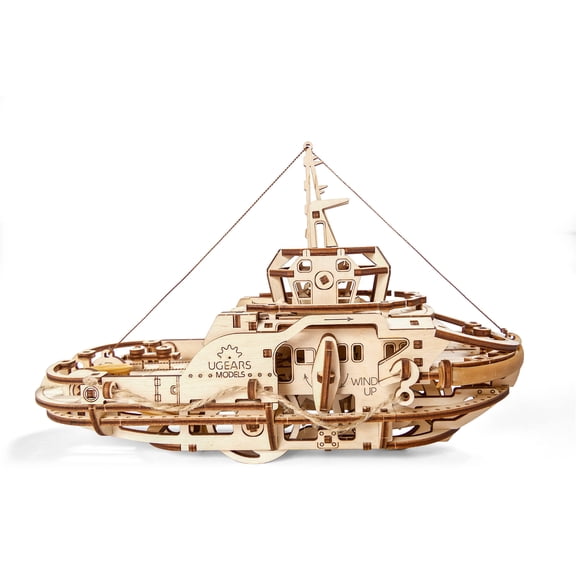 Submarine Tugboat Ugears 3D Mechanical Wooden Model for Self Assembling DIY Brainteaser