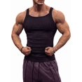 thumbnail image 2 of Men'S Square Neck Ribbed Slim Fit Sports Tank Top Black S, 2 of 9