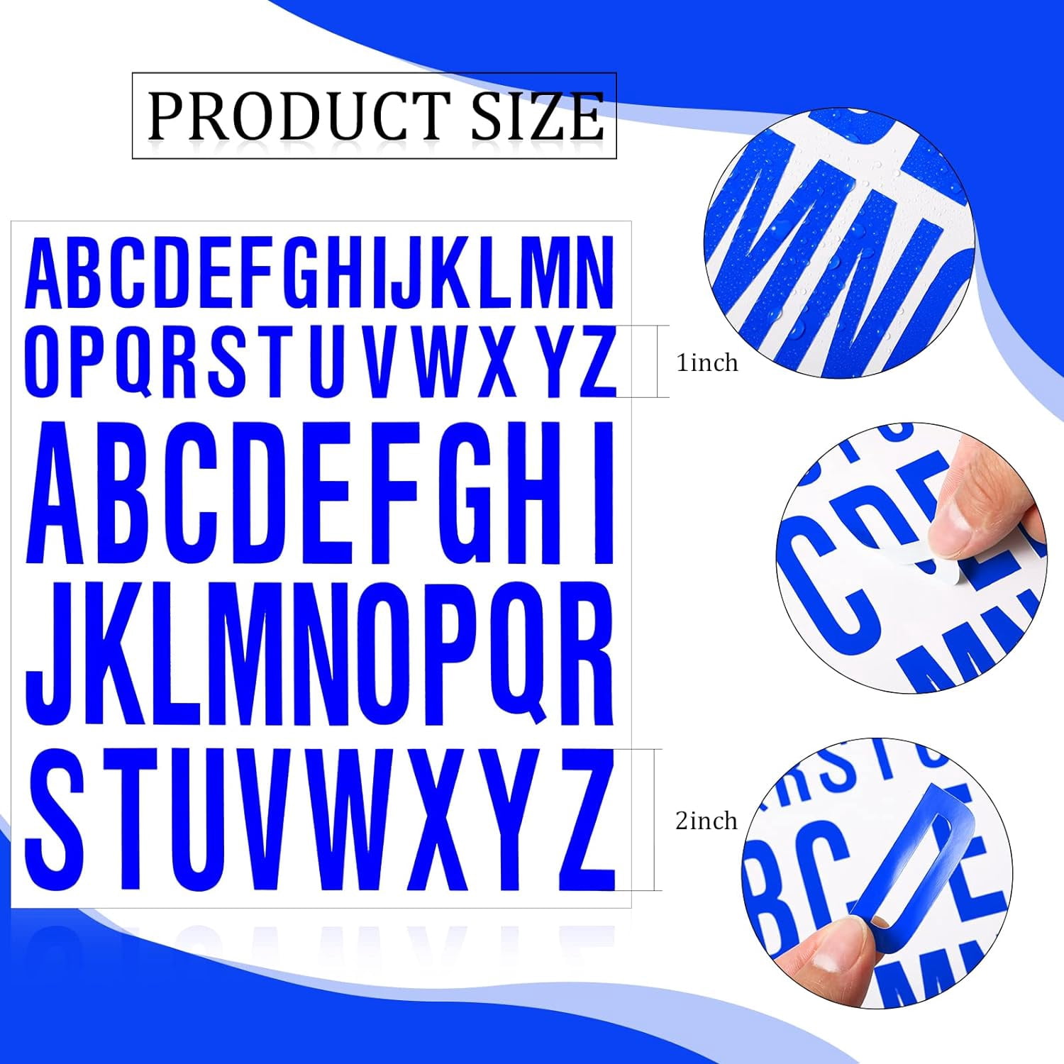 QTH 8 Sheet Self Adhesive Letters Stick on Vinyl Letters Capital Letter Stickers Alphabet Sticker Letter for Craft Door Car (Rainbow,1 Inch, 2 Inch)