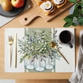 thumbnail image 2 of Eucalyptus Green Placemats Set of 12, Vintage Bottle Succulents Stripes Placemats for Dining Table, Place Mats for Kitchen Tabletop, Waterproof Wipeable Dining Table Mats Set, 2 of 9