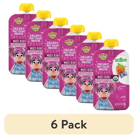(6 pack) Earth's Best Organic Fruit Yogurt Smoothie Toddler Food, Mixed Berry, 4.2 oz Pouch
