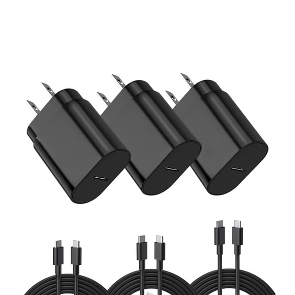 Phone Charger USB C Charger Block, Dual Port Type C Wall Charger Fast Charging Adapter Cube for i Phone 15/15 Pro/15 Pro Max/15 Plus/XS/XR/X,i pad, Sam sung, More，3 Pack White