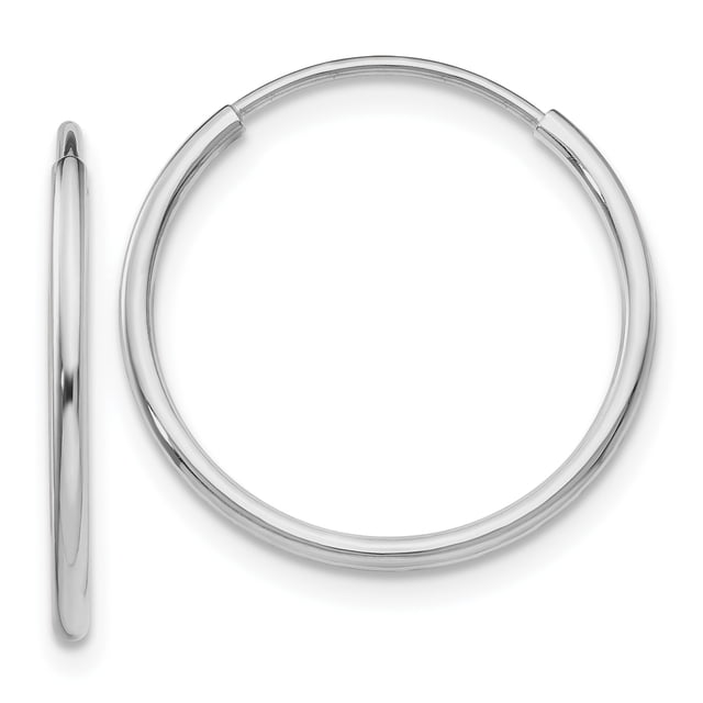 14k White Gold Endless Tube Hoop Earrings Round