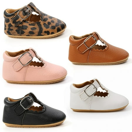 

Baby Girls Leopard Leather Non-slip Soft Sole Toddler First Walking Shoes