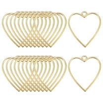 20-Pack Open Bezels for Resin, Heart Shape Open Back Bezel Pendants for Resin Jewelry Making/DIY Earrings Necklace, Alloy Hollow Frame Pendants [Bright Gold]