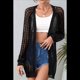 thumbnail image 5 of Cárdigan de Crochet de Verano para Mujer, Suéter Bohemio de Larga con Abertura Frontal Negro M, 5 of 10
