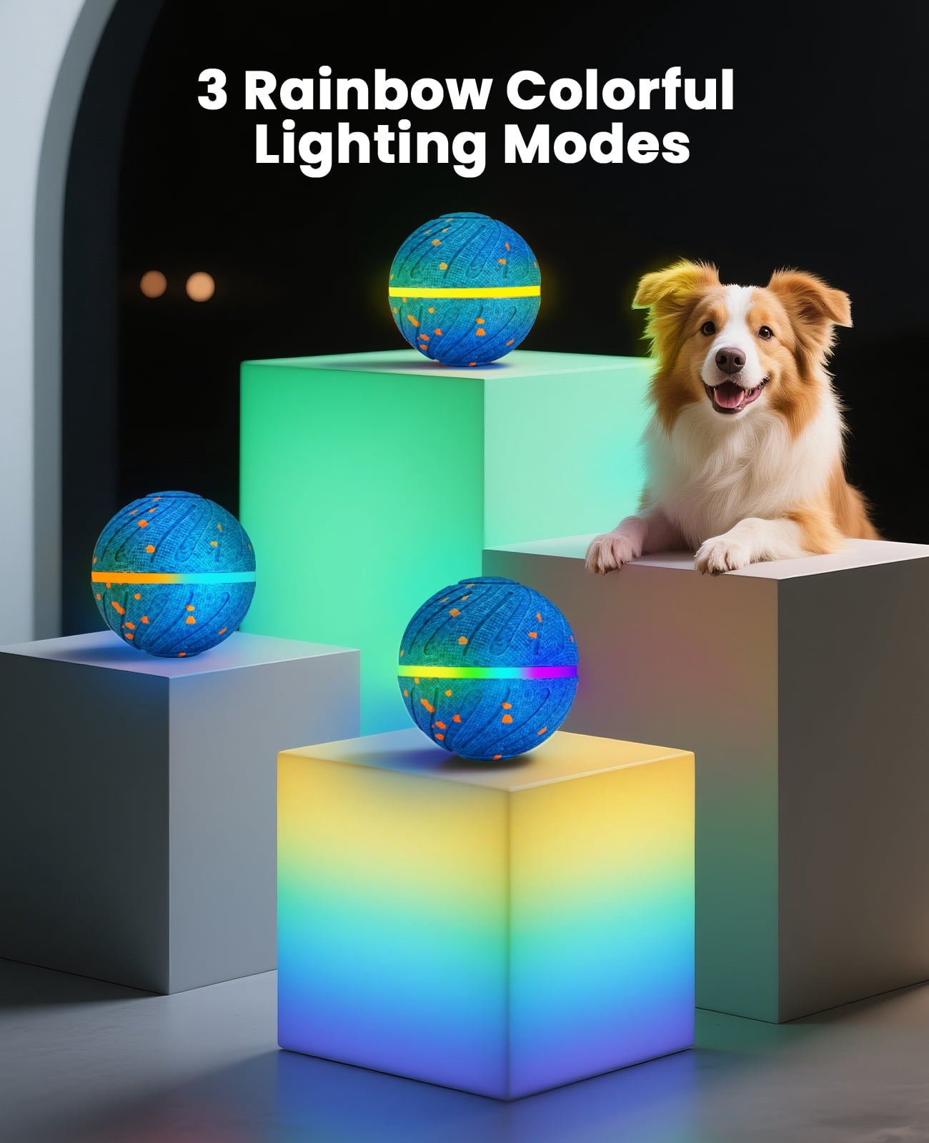 Xeuch Smart Interactive Dog Balls, Automatic Moving Ball for Medium and Large Dogs, ETPU New Material, Motion Activated Rolling & Rotating Bouncy Toy for Dog Enrichment & Stimulation, Blue