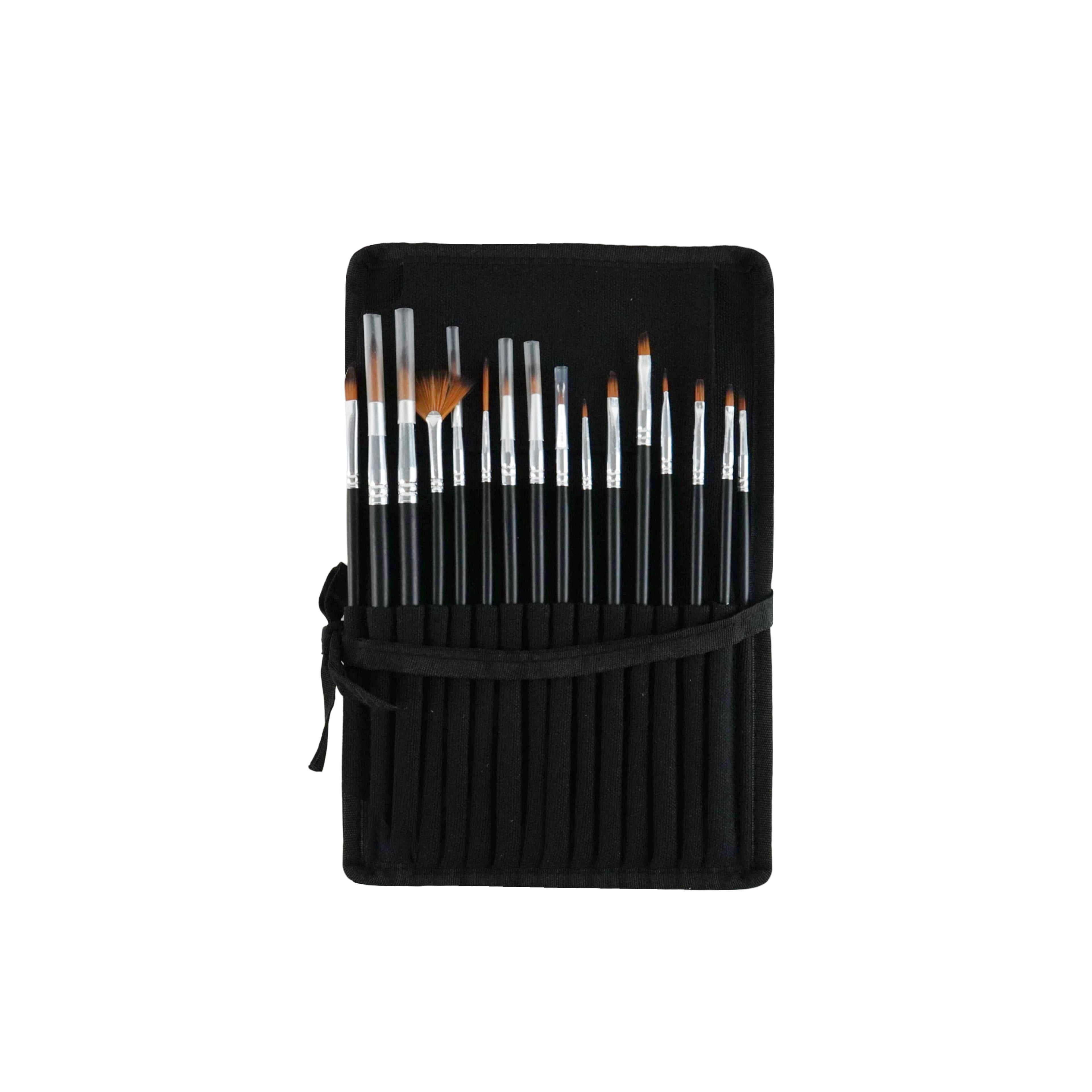 Artist's Loft Artists Loft Taklon Brush Set, Assorted Shapes & Sizes, Black/Silver, 25-Piece
