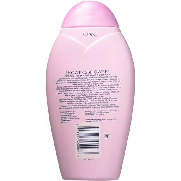 2 Pack SHOWER TO SHOWER Body Powder Original Fresh 8 oz Each