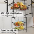 thumbnail image 4 of 4-Tier Heavy-Duty Metal Kitchen Storage Cart – Removable Wire Baskets, Handlebar, Locking Wheels, 110 lbs Capacity, Rolling Utility Organizer for Kitchen, Garage, Office, or Laundry, Black, 4 of 7