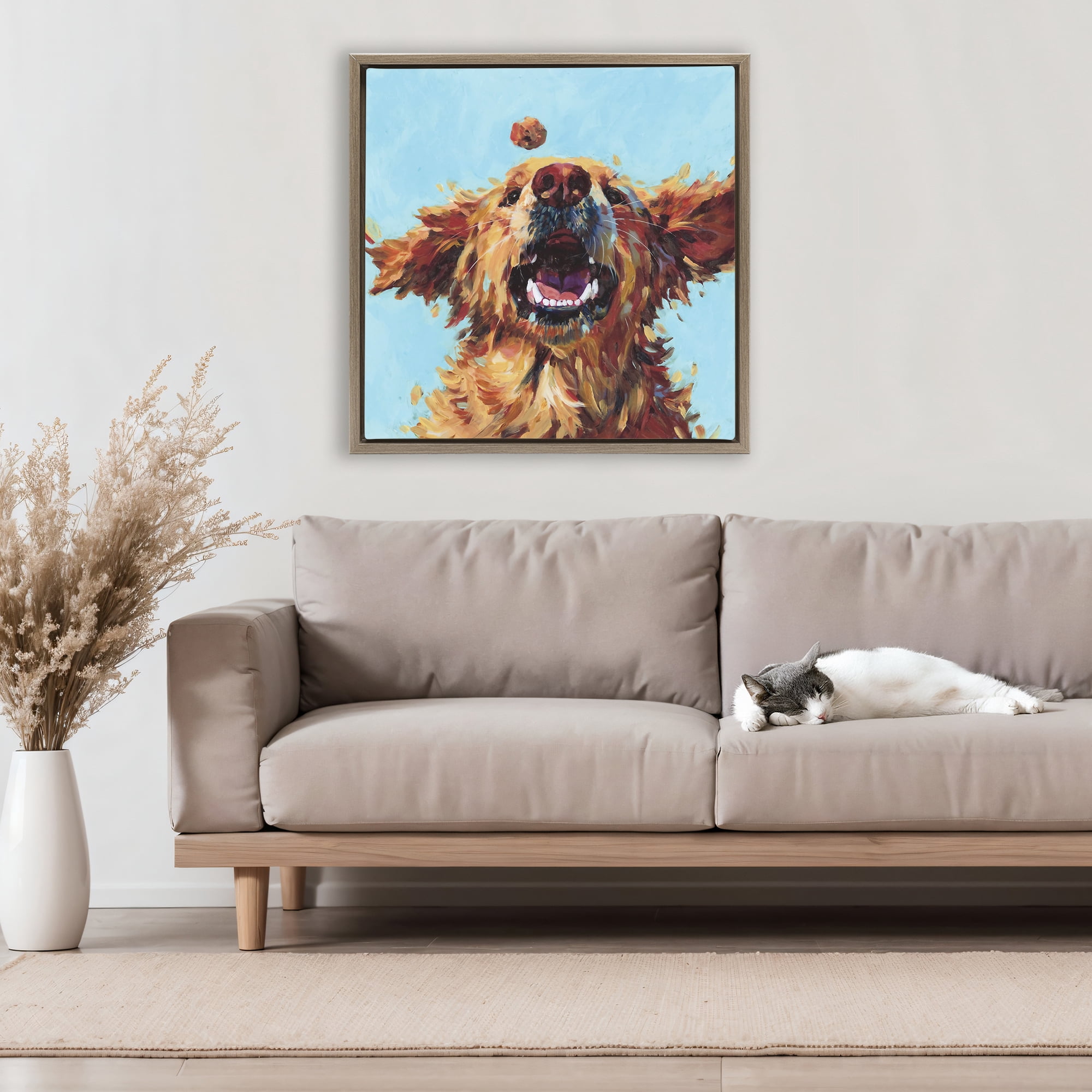Stupell Industries Treato Loyal Dog Brown Framed Floater Canvas Wall Art, design by Studio Bautista
