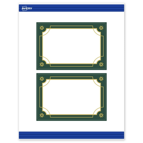 Avery Postcards, 4" x 6", Gold-Green Border, Matte, 20ct