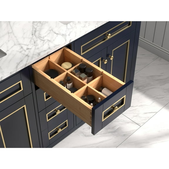 Legion Furniture 60" Blue Finish Sink Vanity Cabinet With Carrara White Top